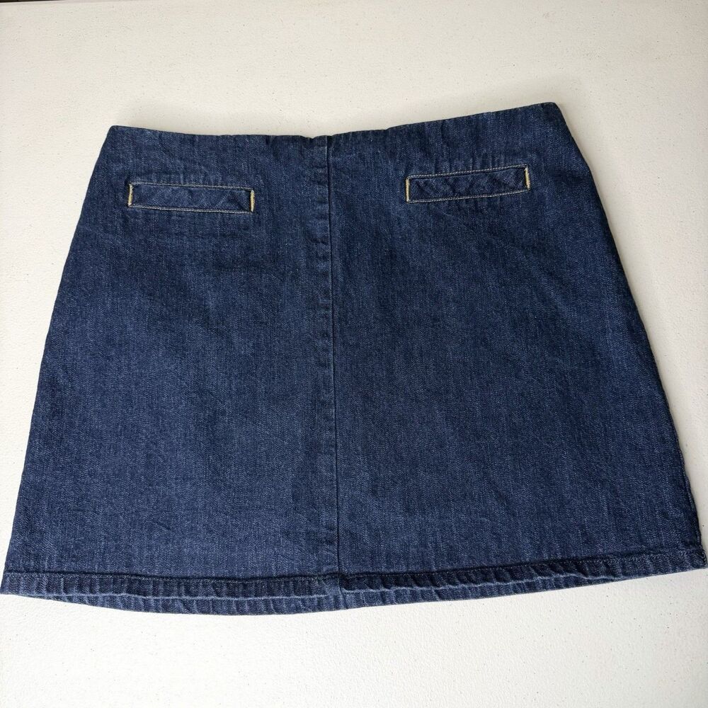 Vtg Old Navy Denim Mini Skirt Size 12 Dark Wash Y2k 100% Cotton Indie A Line